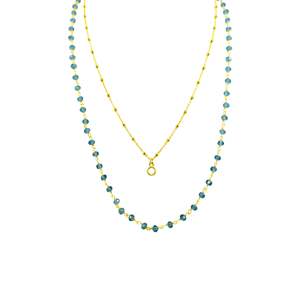 collana doppia in argento 925 con pietre azzurre
