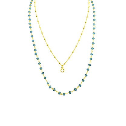 collana doppia in argento 925 con pietre azzurre