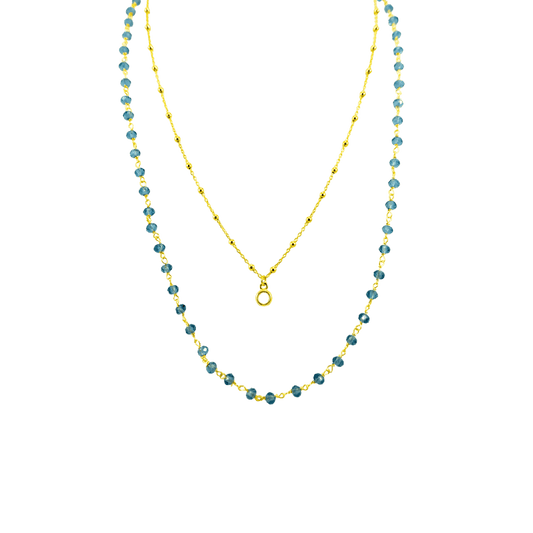 collana doppia in argento 925 con pietre azzurre