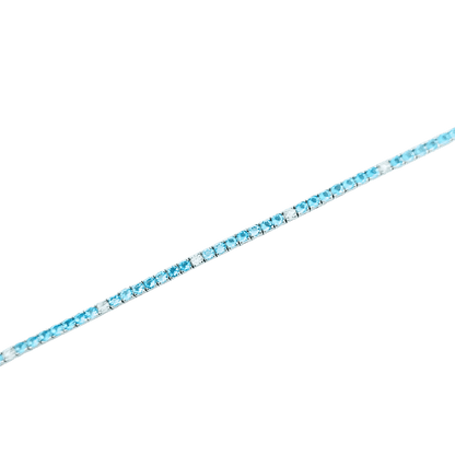 Bracciale tennis in argento 925 color argento con topazi azzurri e zirconi