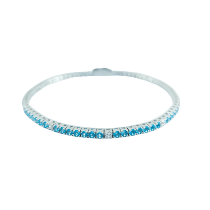 Bracciale tennis in argento 925 color argento con topazi azzurri e zirconi