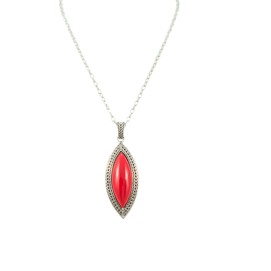Collana Dueaerre navette corallo design in argento 925