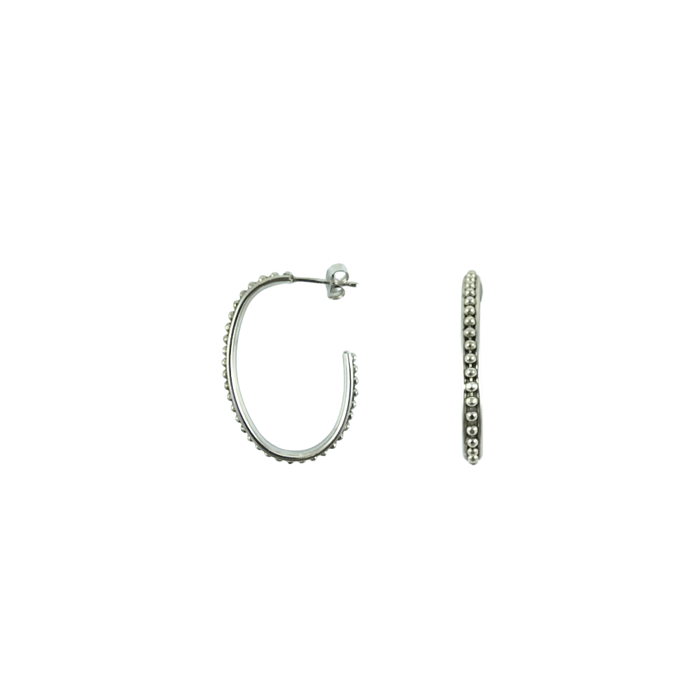 Orecchini ovali borchiati design argento 925