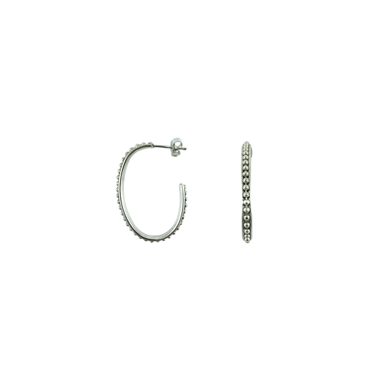 Orecchini ovali borchiati design argento 925