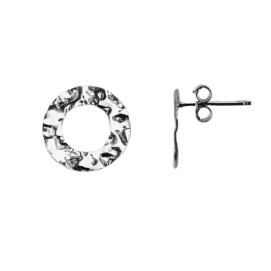 Orecchini a cerchio battuto design argento 925